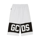 GCDS Bermuda Bianco/Nero con Banda Logo per Bambini