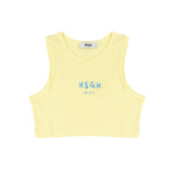 Msgm Kids Top Giallo con Logo Sampato per Bambine