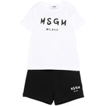 Msgm Kids Completo 2pz Bianco/Nero con Logo per Neonati