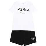Msgm Kids Completo 2pz Bianco/Nero con Logo per Neonati