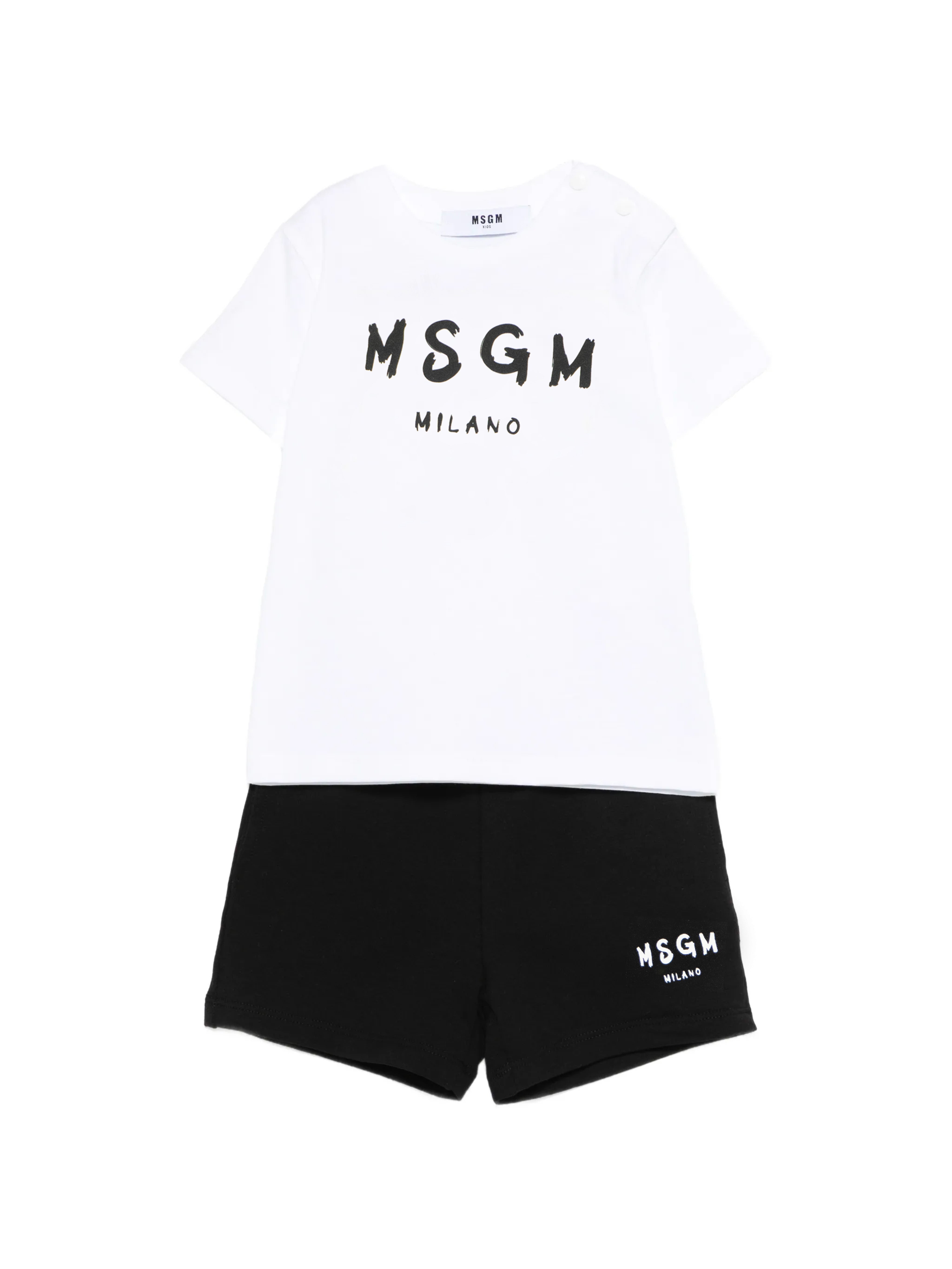 Msgm Kids Completo 2pz Bianco/Nero con Logo per Neonati
