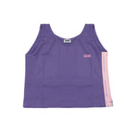 Gcds Kids Canotta Viola con Strisce Logo Rosa per Bambine