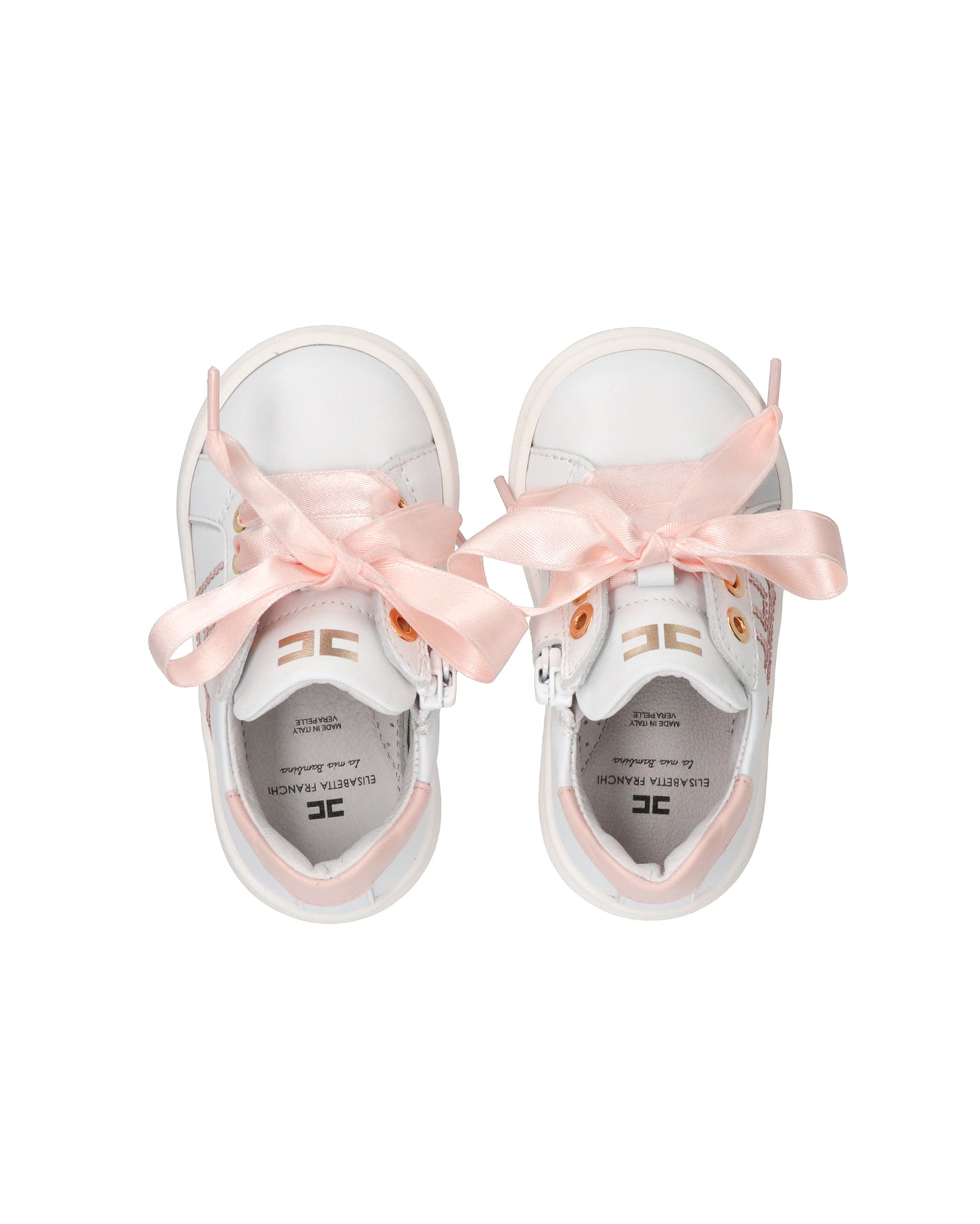 Elisabetta Franchi La Mia Bambina Sneakers Bianco/Rosa con Strass per Neonate