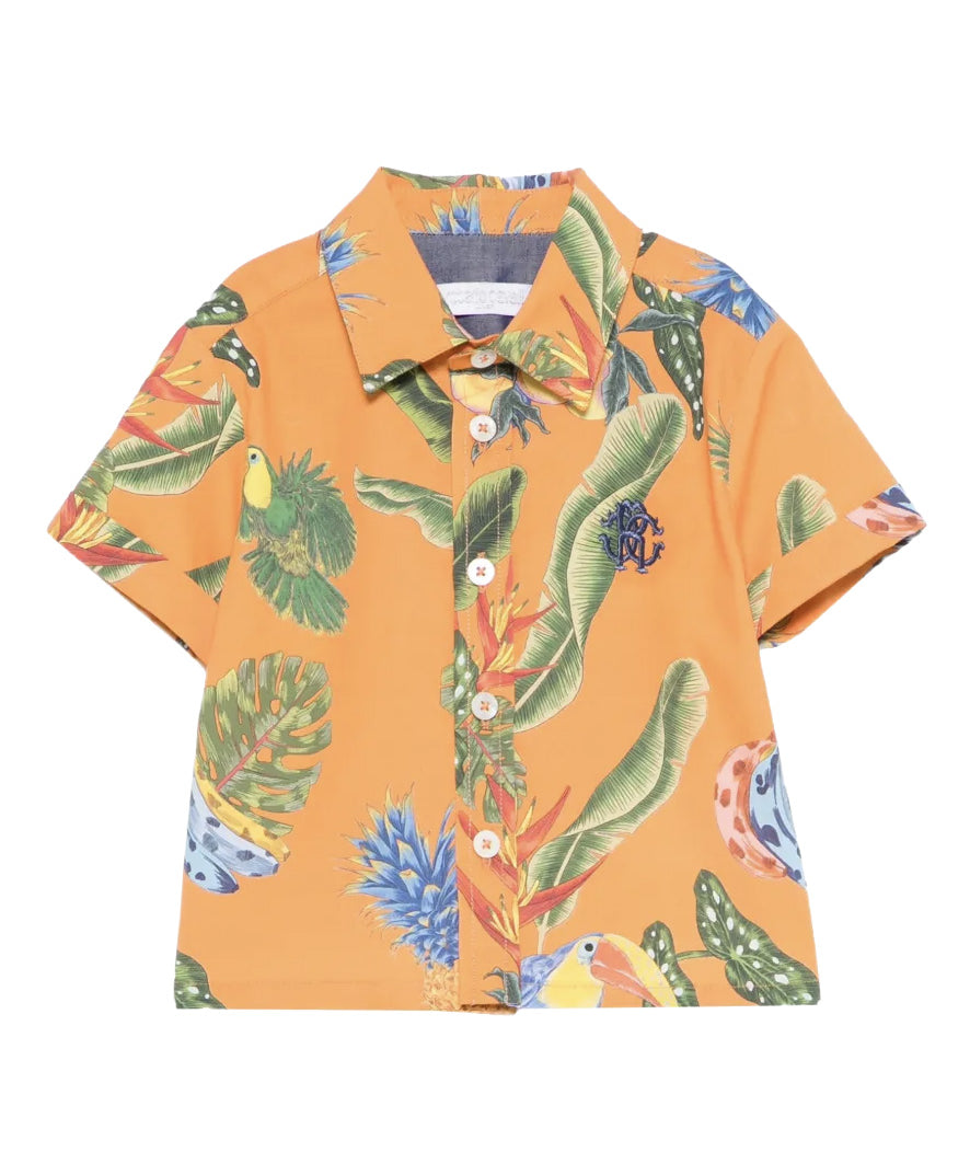Roberto Cavalli Kids Camicia Arancio con Fantasia per Neonati
