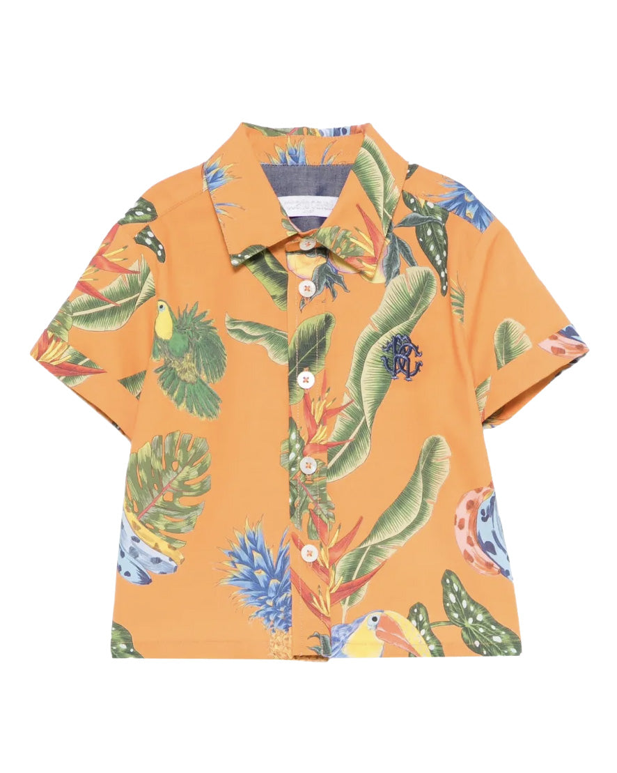 Roberto Cavalli Kids Camicia Arancio con Fantasia per Neonati