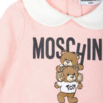 Moschino Kids Tutina Rosa con Stampa Logo Teddy Bear per Neonate (dettaglio)