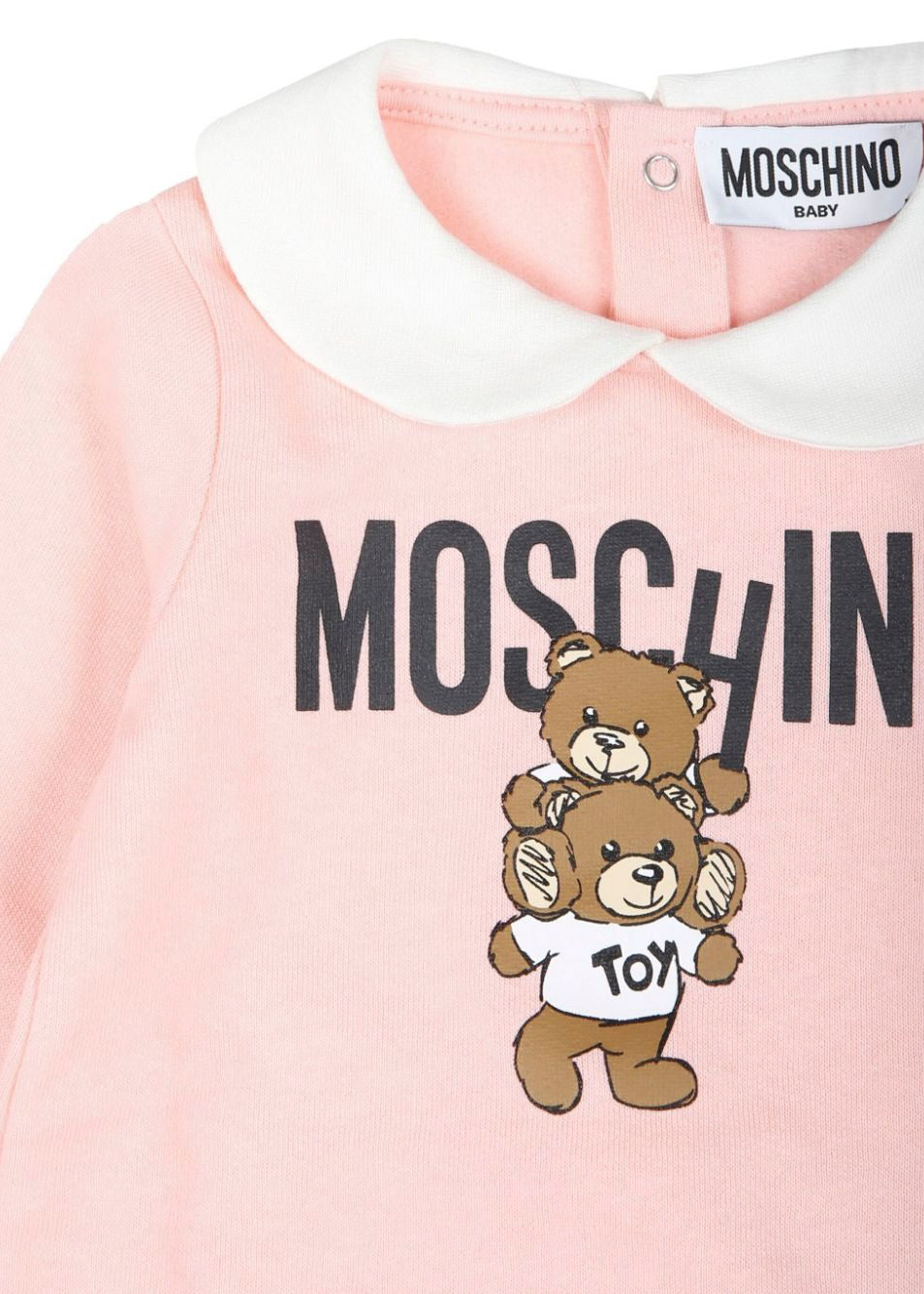 Moschino Kids Tutina Rosa con Stampa Logo Teddy Bear per Neonate (dettaglio)