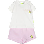 Barrow Kids Completo T-shirt e Short Bianco/Rosa per Neonate fronte