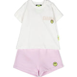 Barrow Kids Completo T-shirt e Short Bianco/Rosa per Neonate fronte
