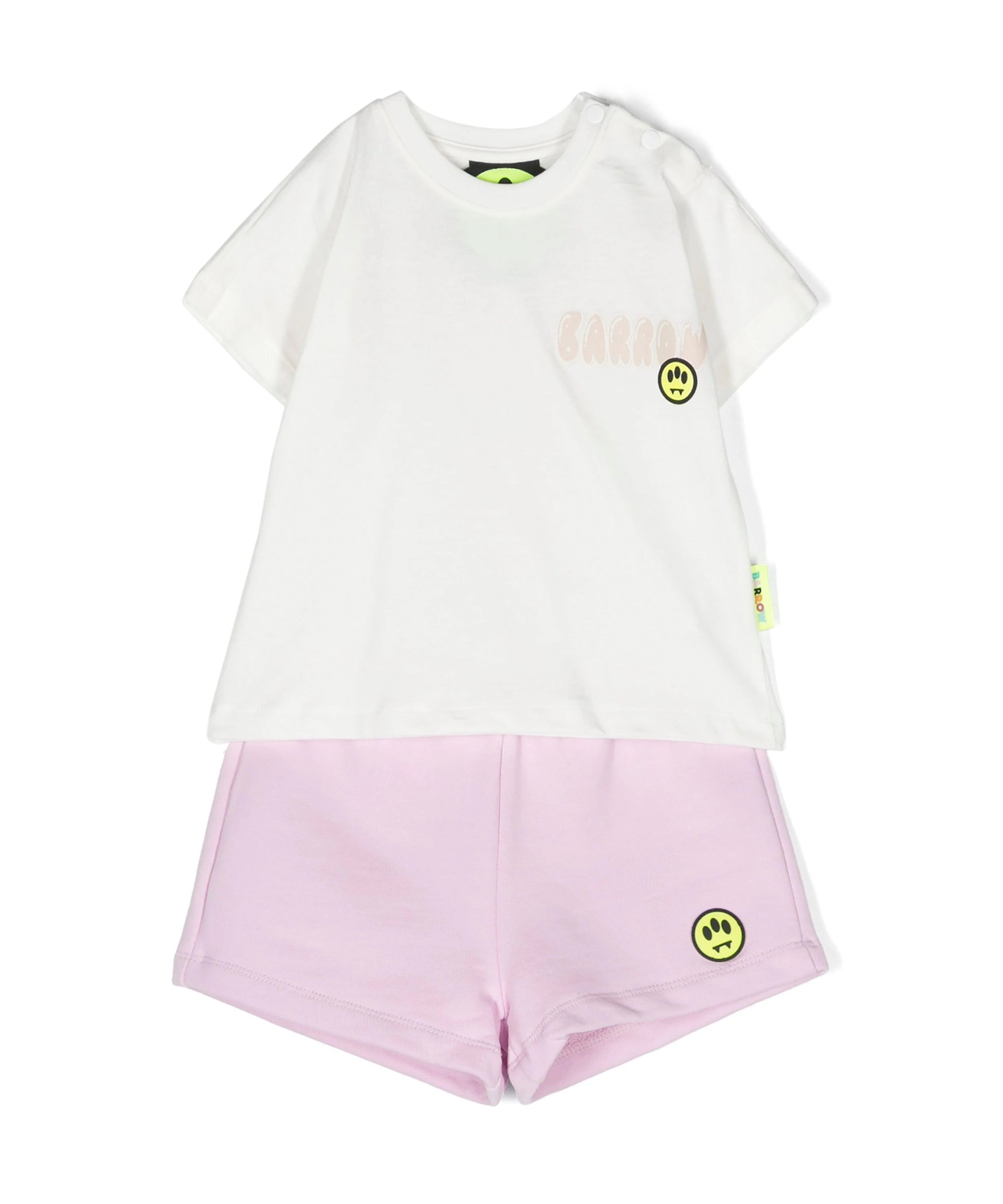 Barrow Kids Completo T-shirt e Short Bianco/Rosa per Neonate fronte