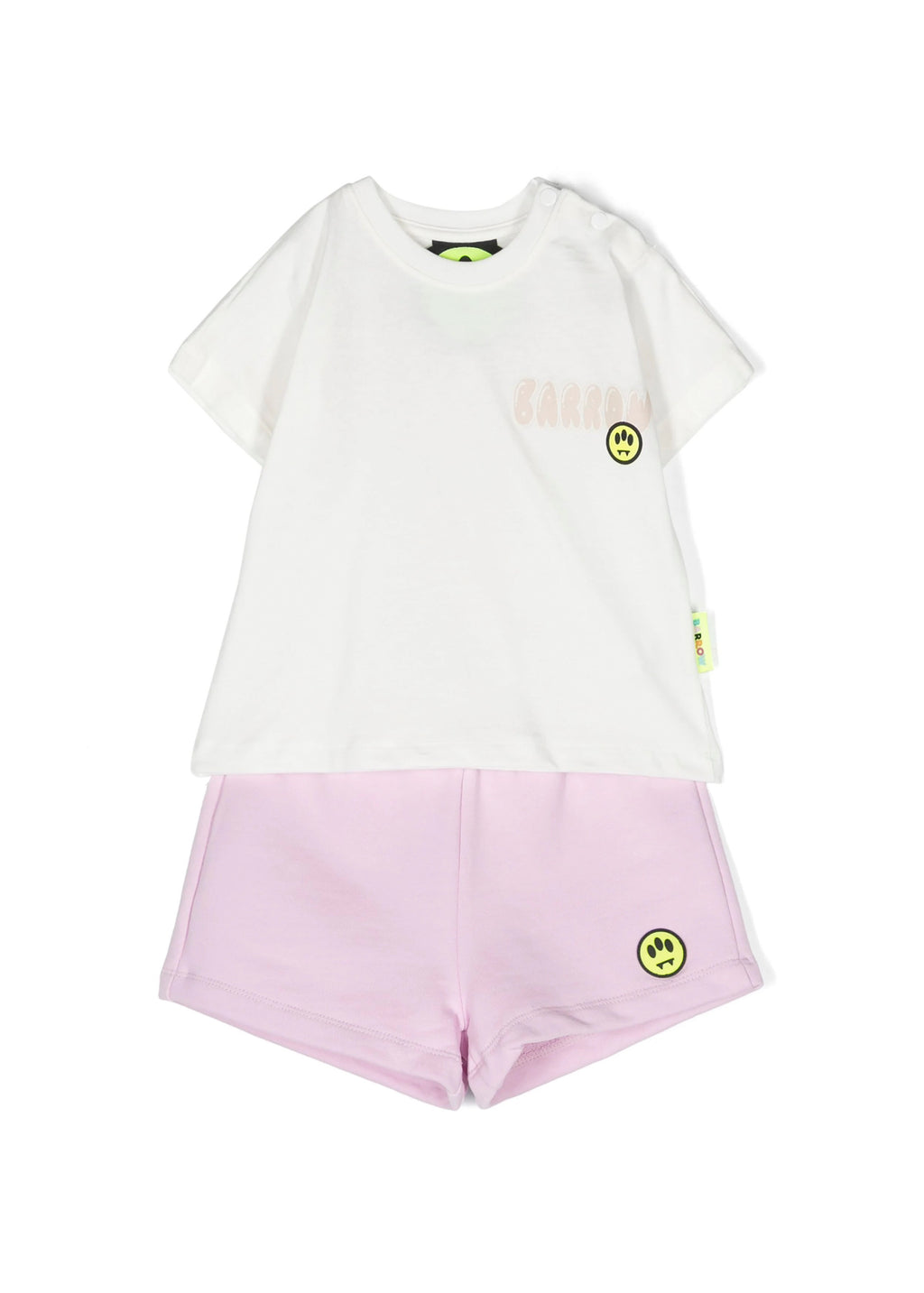 Barrow Kids Completo T-shirt e Short Bianco/Rosa per Neonate fronte