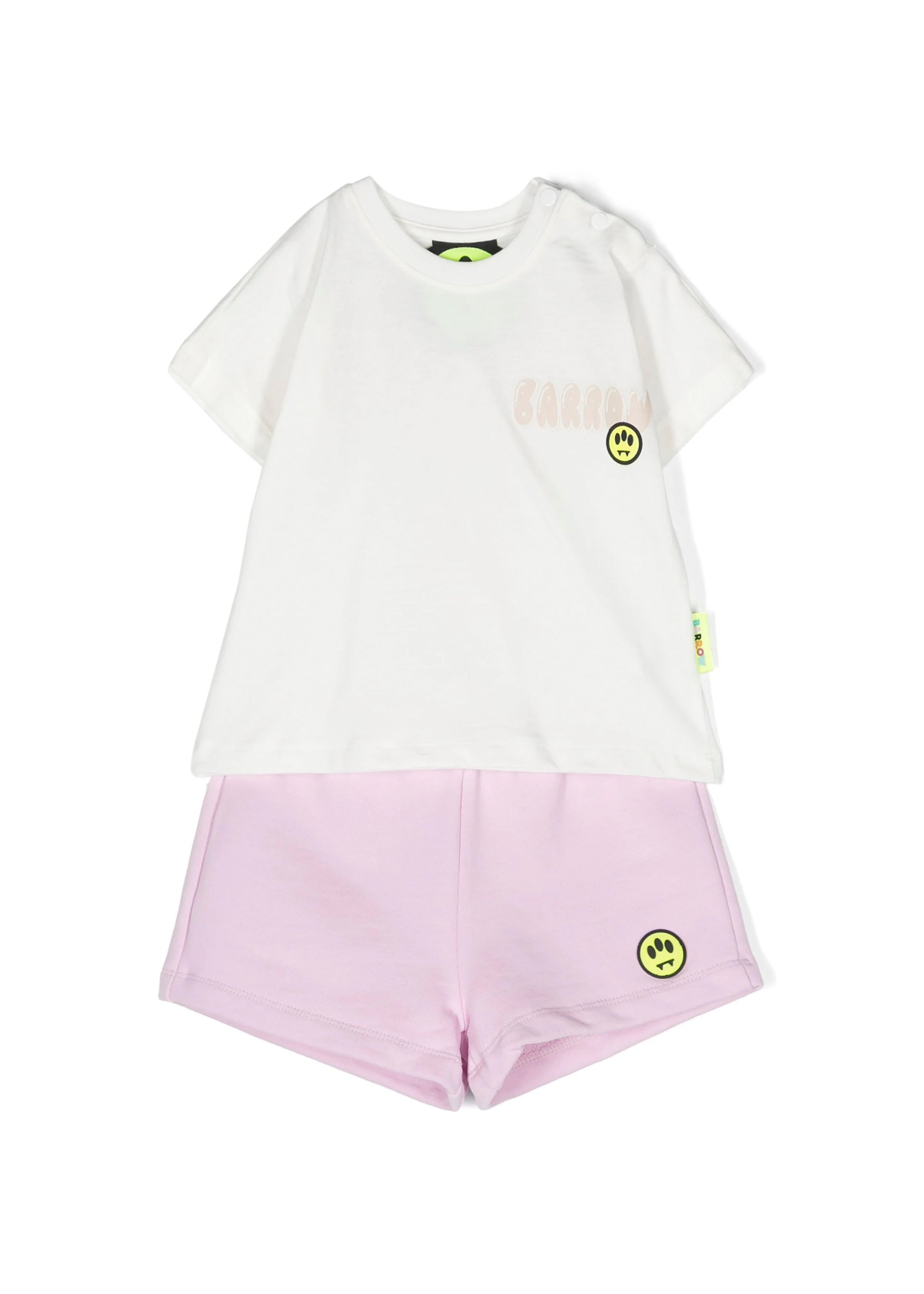 Barrow Kids Completo T-shirt e Short Bianco/Rosa per Neonate fronte