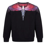 Marcelo Burlon County of Milan Kids Felpa Nero con Stampa Ali Multicolor per Bambini