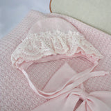 Marlu cuffia con merletto rosa per neonata