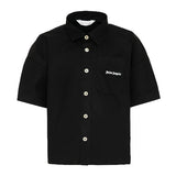 Palm Angels Kids Camicia Nero con Logo per Bambini