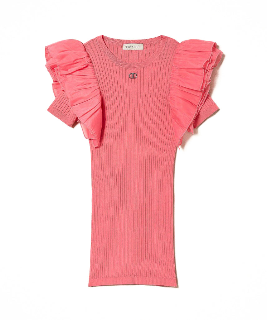 Twinset Kids Abito Fitted con Maniche in Organza  (fronte)