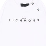 John Richmond Kids T-Shirt Bianco Maniche Lunghe con Logo per Neonati