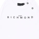 John Richmond Kids T-Shirt Bianco Maniche Lunghe con Logo per Neonati