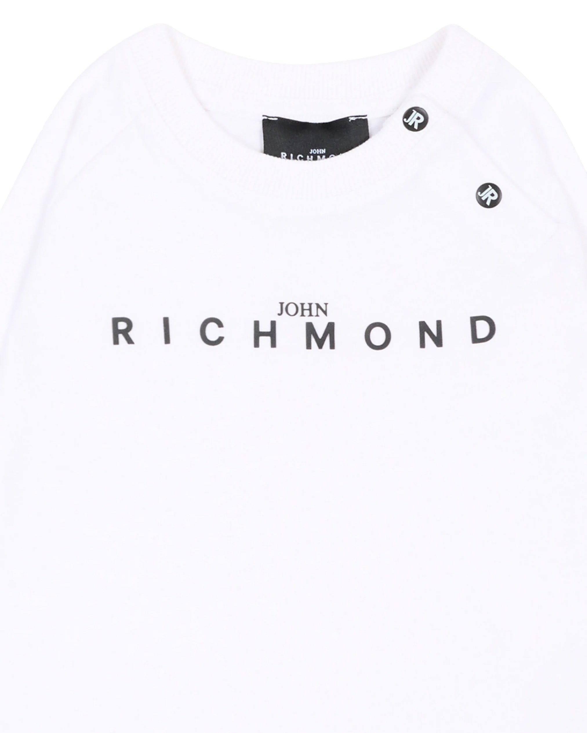 John Richmond Kids T-Shirt Bianco Maniche Lunghe con Logo per Neonati