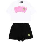 Barrow Kids Completo Bianco e Nero con Stampa Rosa per Neonate