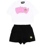 Barrow Kids Completo Bianco e Nero con Stampa Rosa per Neonate