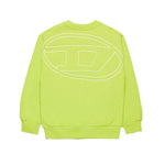 Diesel Kids Felpa Girocollo Verde Mela  con Macro D per Bambini