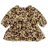 Blumarine Kids Abito Maculato Beige con Logo Strass Rosa per Neonate