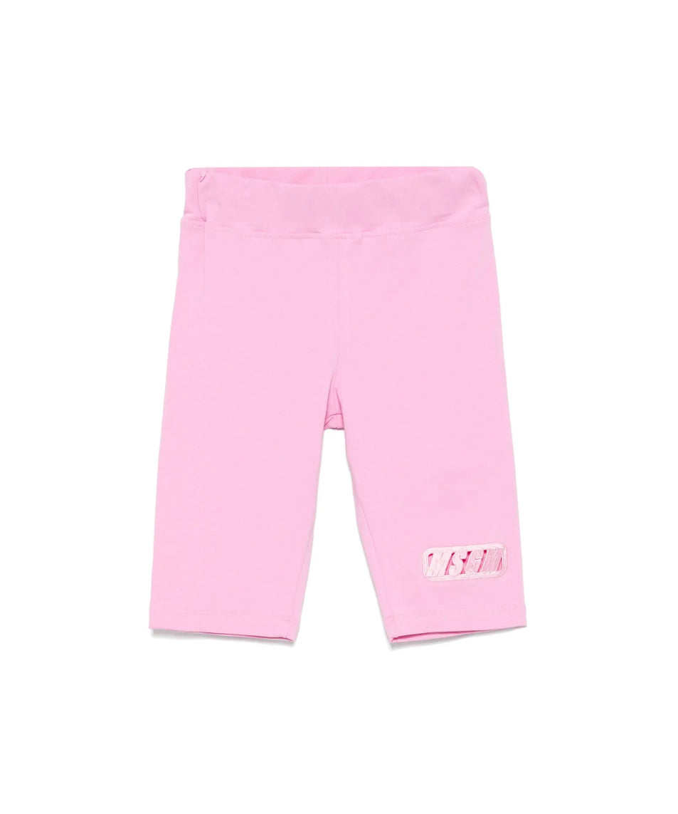MSGM Kids Ciclista Rosa con Ricamo Logo per Bambine fronte