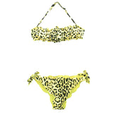 4GIVENESS Costume Bikini a Fascia Fantasia Maculata Gialla per Bambine