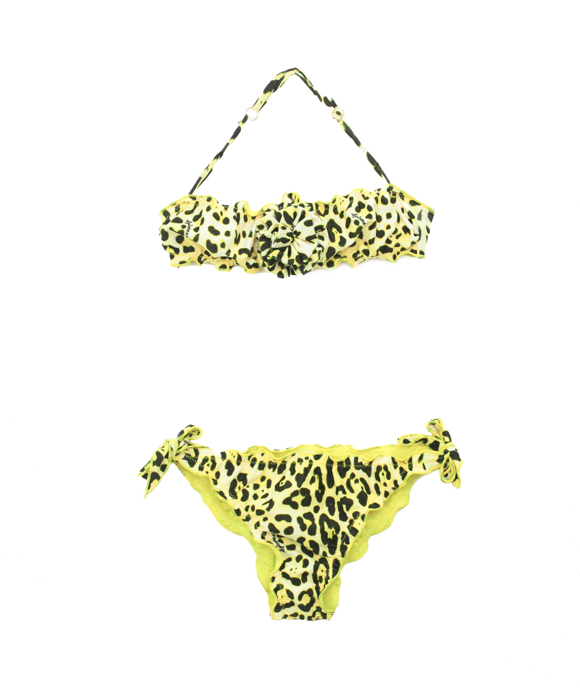 4GIVENESS Costume Bikini a Fascia Fantasia Maculata Gialla per Bambine