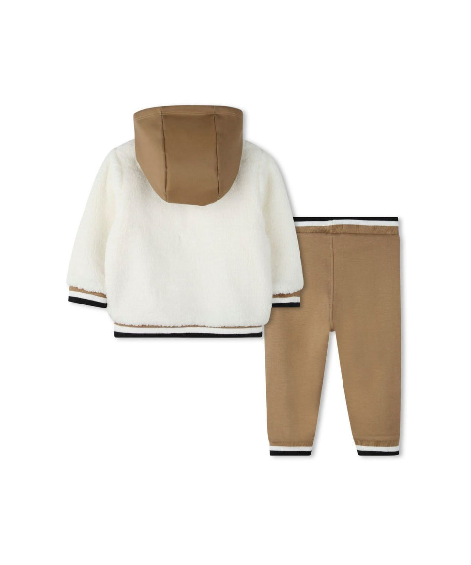 Boss Kids Completo Felpa con Pantalone Bianco/Biscotto per Neonati (retro)