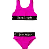 Palm Angels Kids Costume Fucsia con Fasce Logate per Bambine
