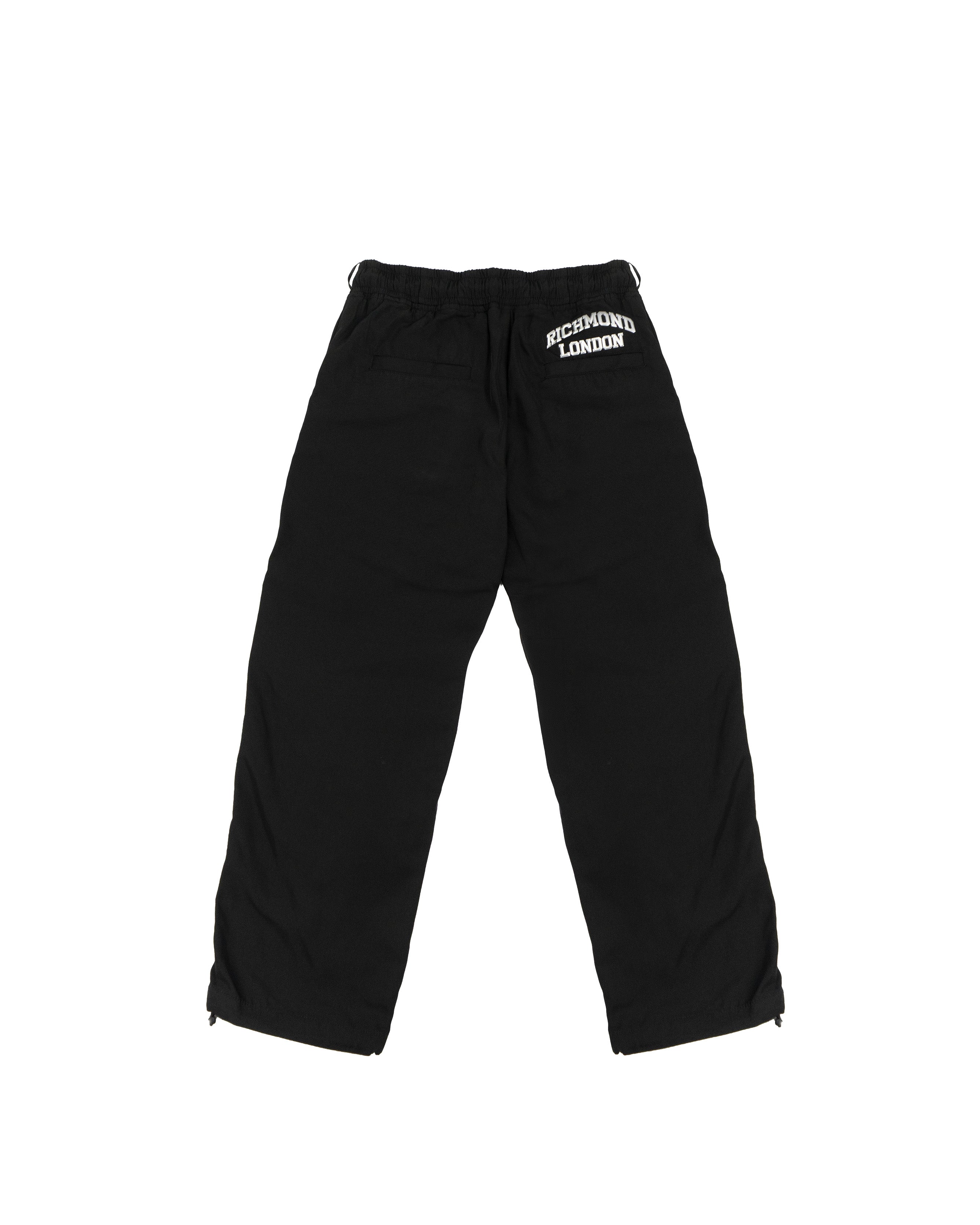 John Richmond Kids Pantalone Nero con Strisce in Pelle per Bambini