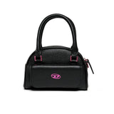 Diesel Kids Mini Bag in Tessuto Nera con Logo Oval Fucsia per Bambine
