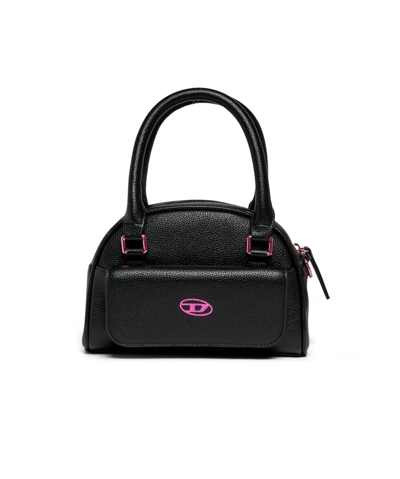 Diesel Kids Mini Bag in Tessuto Nera con Logo Oval Fucsia per Bambine