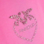 Pinko Kids T-shirt Rosa con Logo in Cristalli 