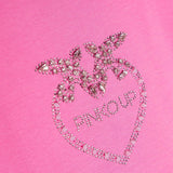 Pinko Kids T-shirt Rosa con Logo in Cristalli 