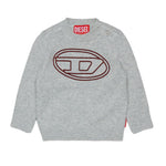 Diesel Kids Maglioncino Grigio Melange con Logo Oval-D per Neonati