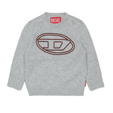Diesel Kids Maglioncino Grigio Melange con Logo Oval-D per Neonati