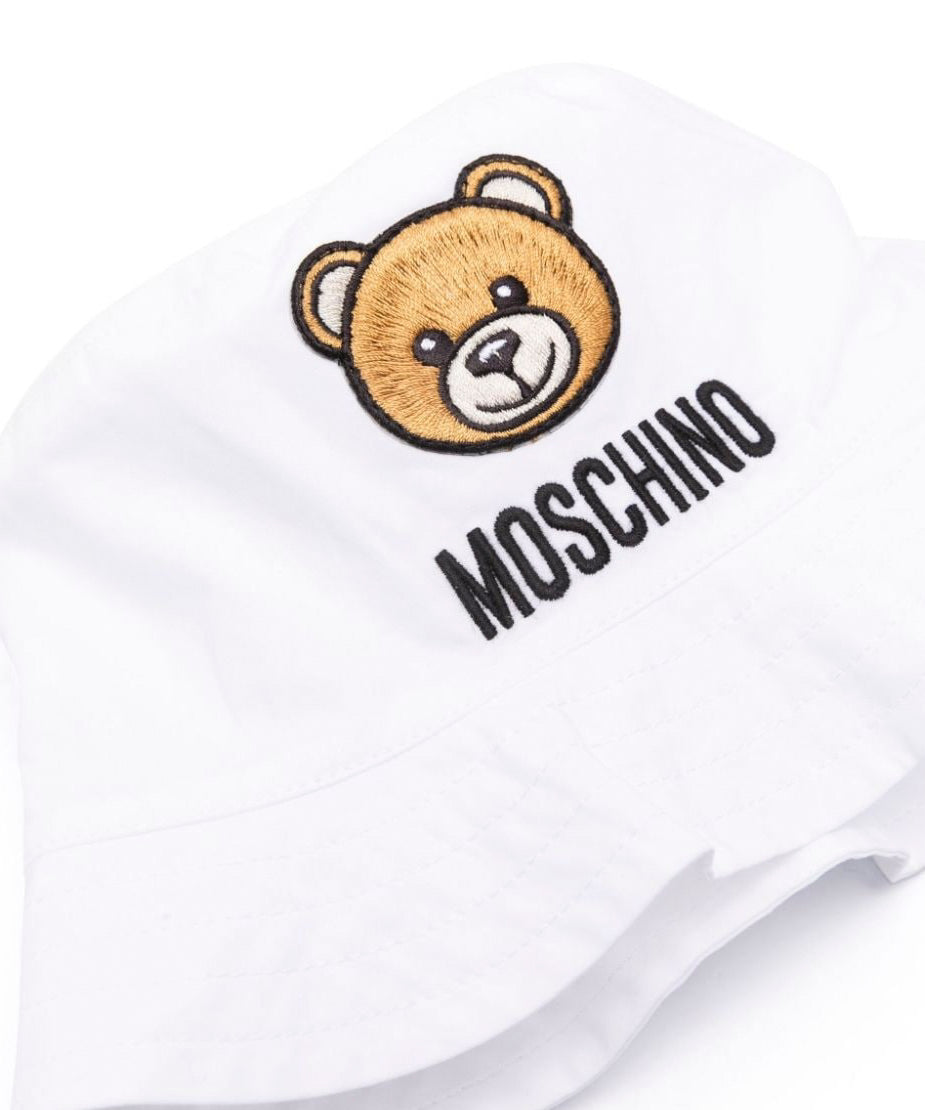 Moschino Kids Cappello Bucket Bianco Teddy Bear