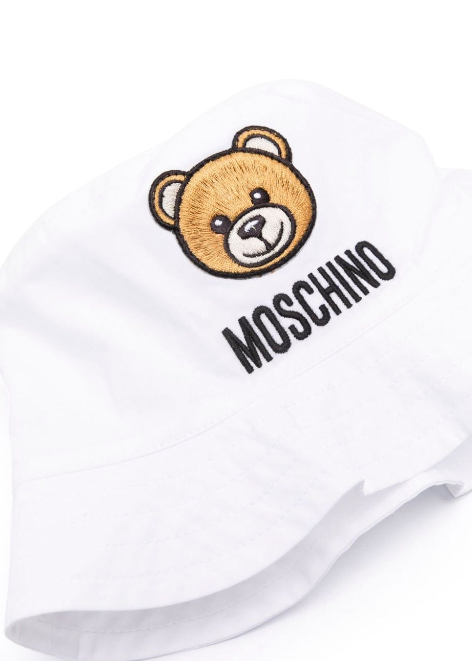 Moschino Kids Cappello Bucket Bianco Teddy Bear