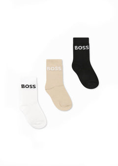 Boss Kids Black/White/Beige Socks Set for Newborns
