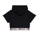 N°21 Kids Felpa Crop con Cappuccio Nera