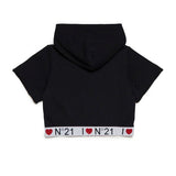 N°21 Kids Felpa Crop con Cappuccio Nera