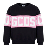 Gcds Kids Felpa Nero con Banda Logata Rosa per Bambine