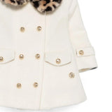 Roberto Cavalli Kids Cappotto Avorio con Dettagli Animalier per Neonate