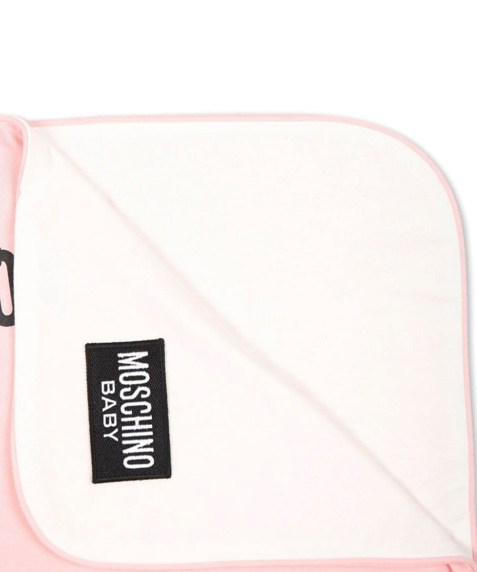 Moschino Kids Coperta Rosa con Logo Teddy Bear per Neonate (dettaglio)