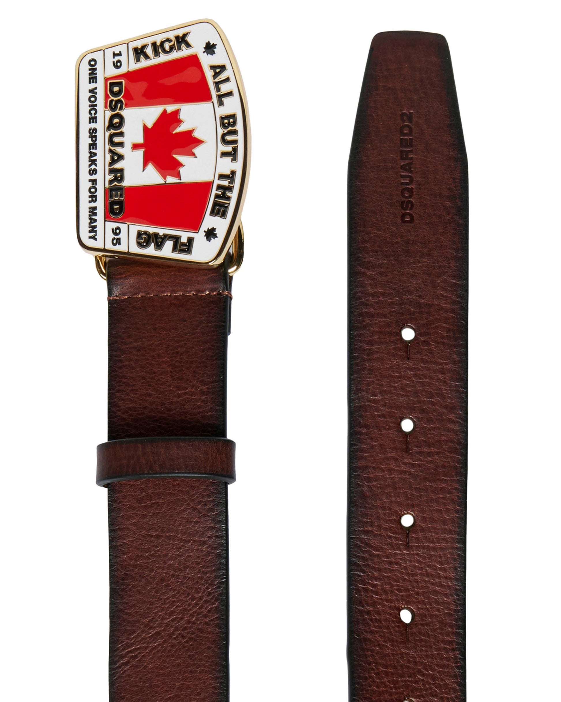 Dsquared2 Kids Cintura Marrone Canadian Buckle per Bambini