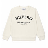 Iceberg Kids Felpa Girocollo Vaniglia con Stampa Logo per Bambini