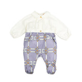 Elisabetta Franchi La Mia Bambina Tutina Lilla/Avorio con Motivo Catene per Neonate